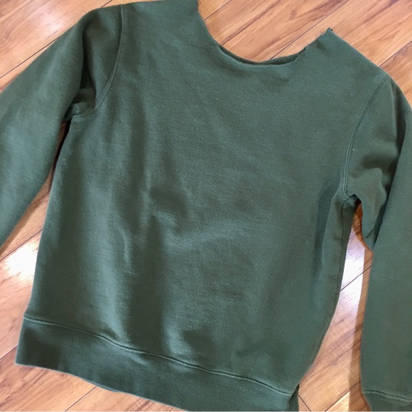 Khaki green sweatshirt top holiday Christmas preppy trending cute cotton medium - Picture 4 of 6